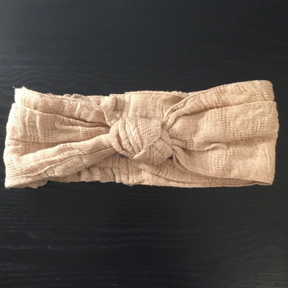 Aerie Gauze Twist Knot Headband in Khaki